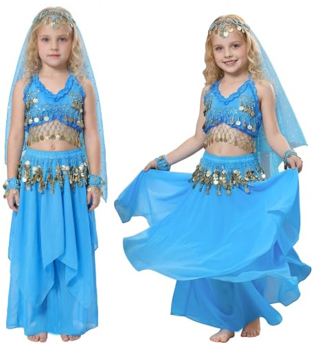 Fairycos Costume de danseuse du ventre pour enfant 1001 nuit - Costume de carnaval pour fille