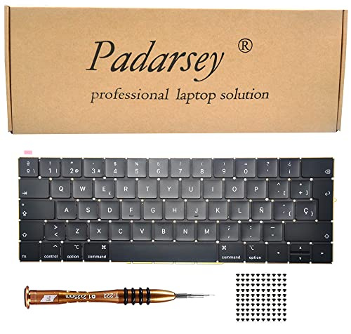 Pardarsey Teclado teclado español ESPAÑOL de repuesto compatible para MacBook Pro13 A1706 15 A1707 2016 2017 con 80 tornillos Destornillador