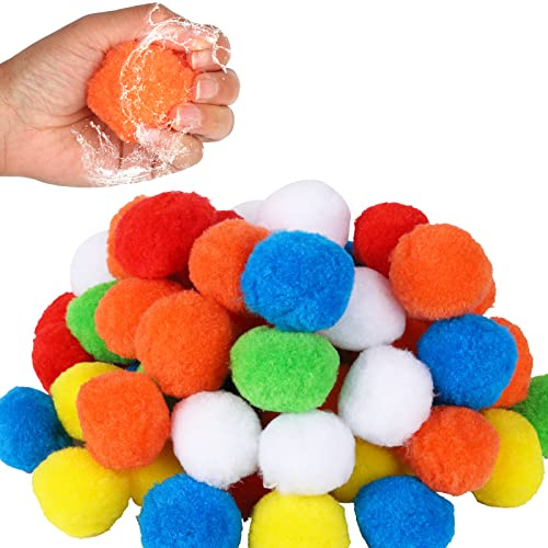 60 Pcs Reusable Water Balls, Cotton Splash Soaker Balls, Water Bombs Balls, Water Balloons for Kids Adults, Highly Absorbent Water Bombs Ball for swimming pool, Beach, Backyard Outdoor Play (6 Colors)