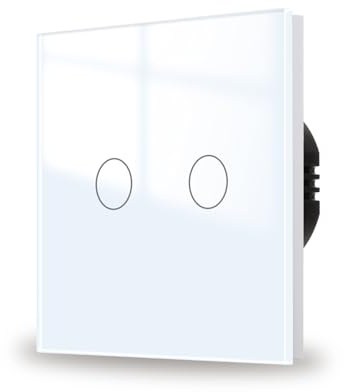 JIMEIDA Touch-strömbrytare 2 fack 1 väg med vit infälld, glaspanel och statusLED-väggbrytare, AC 240 V, 500 W, 86 mm, ingen neutral ledare krävs