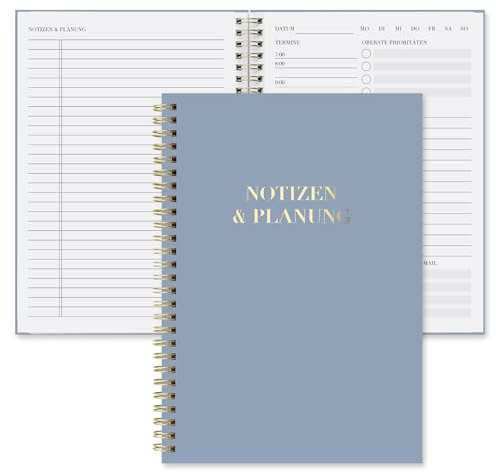 BIROYAL Tagesplaner Undatiert A5 - Spiralbound Daily Planner - To Do Planer mit Terminplan, Notizen & Planung - 7 Uhr bis 22 Uhr mit 30-Minuten-Intervallen - To Do Listen Buch - Terminplaner Für Büro