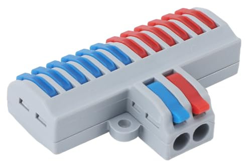 6PCS Din Rail Terminal Blocks, 2 in 12 Out Electrical Wire Connectors Blocks, Quick Wiring DIY Splicing Push in Wire Connectors for Home Appliances, Lighting, Electric Control