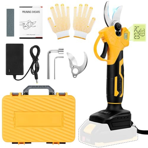 Ciseaux de jardin de batterie, ciseaux de jardin électriques, Ciste de salope de batterie à moteur 18V, ciseaux de jardin sans fil 35 mm avec affichage de batterie à LED (sans batterie)