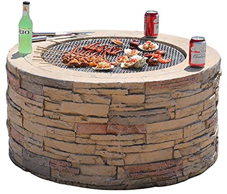 ZJFHEYUO Feuerstelle im Freien, Holzfeuerstelle im Freien, Grillgrill, Terrassen-Gartenkamin, Kochfeuerstelle