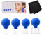 Coppette in Vetro per Massaggio, 4 Pezzi Coppette Con Sfera di Aspirazione in Silicone, Coppettazione Facciale, Coppettazione Vetro, per Anticellulite, Antirughe per Occhi, Viso e Corpo (Blu)