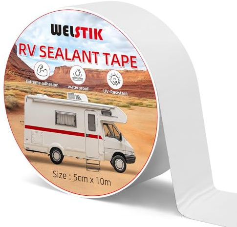 WELSTIK Nastro sigillante per riparazione tetto camper, bianco, 5 cm x 10 m, resistente ai raggi UV