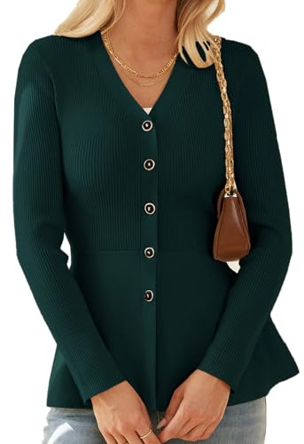 GRACE KARIN Women's A-Line Slim Fit Cardigans Elegant V-Neck Button Down