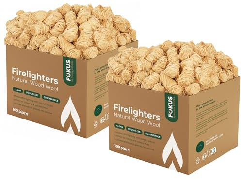 HORECA CANDLES Riccioli Accendifuoco Ecologico - Confezione da 200 Accendi Fuoco in Legna Arricchiti con Cera - Accensione Sicura, Pulita e Naturale per Carbonella, Barbecue, Camino, Stufa