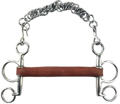 Equine Smile ES0230 JW Leather Pelham Bit Leather Pelham Bar Bit Stainless Steel Bit Thickness 21 mm (12.5 cm)