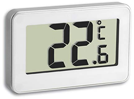 TFA Dostmann Digitales Thermometer, vielseitig einsetzbar, Temperaturmessung im Kühlschrank, gut ablesbar, L 68 x B 25 (14) x H 43 (61) mm, Weiß