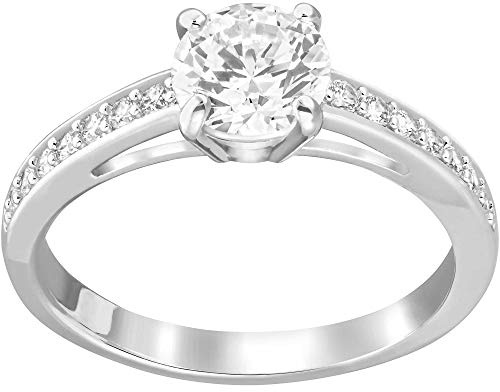 Swarovski Anello Attract, Taglio tondo, Pavé, Bianco, Placcato rodio