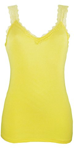 Miss Rouge Top, Débardeur à Bretelle Dentelle (Jaune)