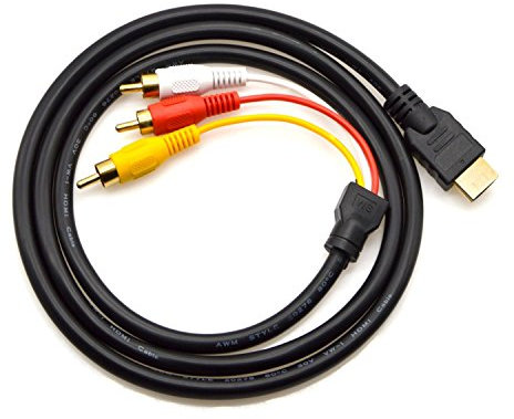 HDMI to RCA Cable, HDMI Male to 3RCA AV Composite Male M/M Connector Adapter Cable Cord Transmitter (NO SIGNAL CONVERSION FUNCTION), One-way Transmission from HDMI to RCA - 5ft/1.5m Black