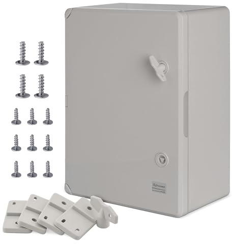 BOXEXPERT Custodia in plastica ABS, IP65, custodia a parete, custodia vuota, 400x300x170mm, grigio, custodia serie Fleet