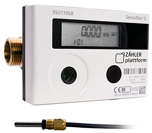 Zähler Plattform Wärmezähler SensoStar U Eichung 2025 Ultraschall Kompaktwärmezähler Nenndurchfluss Qn 1,5 m³/h, Anschlussgewinde 3/4 Zoll, Baulänge 110 mm, Temperaturfühler Ø 5,0 mm Wärmemengenzähler