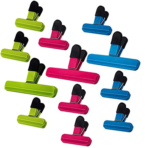 Angelkiss Pack of 12 Packaging Clips, Sealing Clips for Bags, Sealing Clips for Chips for Kitchen,Colour Bag Clips Plastic Sealing