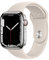 Apple Watch Series 7 (GPS + Cellular, 45MM) - Silver Stainless Steel Case with Starlight Sport Band (Renewed)