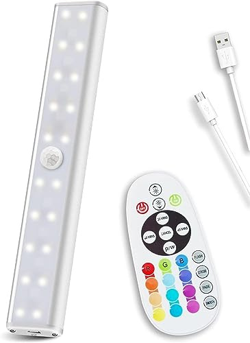 Remote Control RGB Lights Under Cabinet Lighting Rechargeable, 1 Pack | 15 Color Changing, 48-LED Wireless Kitchen Counter Lights Perfect for Indoor Pantry Display Shelf
