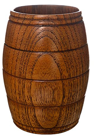 Aiminjey 1 Pack Nature Solid Wood Cup, Handmade Wooden Beer Mug, 7.4oz (220ml) Portable Drinking Cup for Tea Water Whiskey Milk