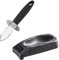 Westmark Ausern-Set: 1 Austernbrecher, beidseitig geschliffene Klinge + 1 Austernhalter mit Anlegekante, Rostfreier Edelstahl/Kunststoff, Silber/Schwarz, 661522E6