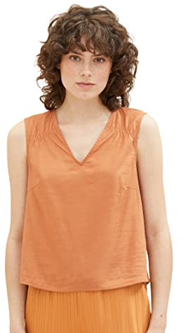 TOM TAILOR Damen 1036702 Leinen Blusen Top, 31650-Terracotta Brown, 34