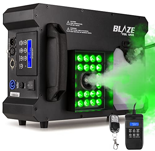 BeamZ BLAZE1200 Nebelmaschine mit Lichteffekt, 1200 Watt, Horizontal und Vertikal, Fog Machine LED Rauchmaschine mit Funkfernbedienung, Disco Partynebel, Smoke Machine für DJs, Veranstaltungen