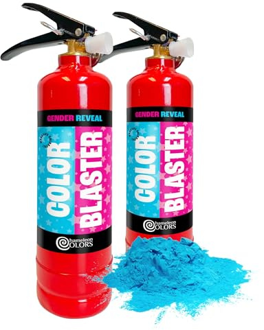 Chameleon Colors Gender Reveal Fire Extinguisher (Blue), Built in America, Gender Reveal Powder Extinguisher for Baby Boy Photo Shoot or Party, 2 Blue Color Blasters, Non-Toxic