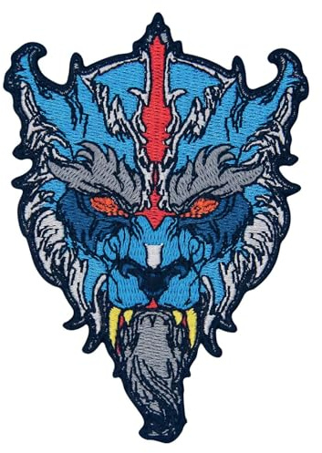 Aufnäher, bestickt, Design: Säbelzahntiger, zum Aufbügeln oder Aufnähen