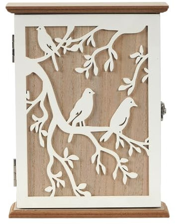 Zinueen Cassetta delle chiavi in legno, moderna cassetta delle chiavi, colore bianco, per ingresso, corridoio, ufficio