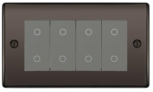BG Nexus Black Nickel Quad Secondary Touch Dimmer Switch Grey Inserts NBNTDS4G