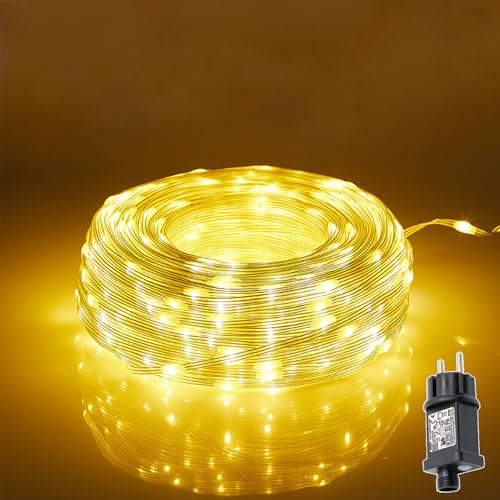 MOLVCE Lichterkette Außen und Innen mit Stecker, 40M 400 LED Lichtschlauch Warmweiß, 8 Modi Wasserdicht Fairy Lights mit Timer,Speicherfunktion für Weihnachten Partys Hochzeit Halloween Garten