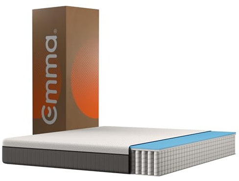 Emma Matelas Hybrid II | Mousse à mémoire de Forme et Ressorts ensachés | 140x190 cm | Hauteur 25cm | Moyen-Ferme (H7) | Soutien à 7 Zones | Ergonomique | Ultra-Respirant | Durable | Housse Lavable