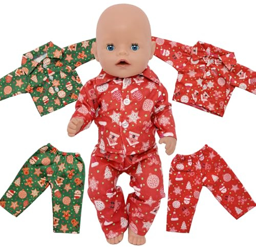 6 pezzi vestiti per bambole da 14 a 18 pollici, abbigliamento per bambole, pigiama natalizio con top e pantaloni, dolce vestito per bambole da 43 cm, idea regalo per ragazze