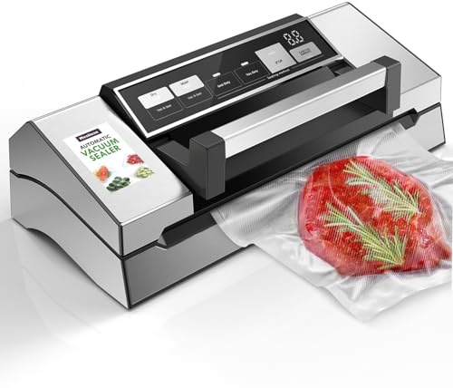 Machine de scellant sous vide Mesliese, scellant alimentaire Super puissant 95kPa 140W, bande de joint Double avec coupeur intégré et affichage de compte à rebours, pouls et mariner, 2 rouleaux de sa