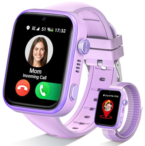 Oliimptek 2026 Nuevo Reloj Inteligente Niño, Smartwatch Niños con Llamadas y GPS, Videollamadas/Chat de Voz/Whatsapp/WiFi/SMS/SOS/Modo Escuela/Dormir/Despertador, Reloj Niño y Niñas Púrpura 4-14 Año