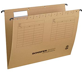 SCHÄFER SHOP Hängemappen 25 Stück – A4 Hängeregister Hängetaschen seitlich offen, inkl. Vollsichtreitern - natronbraun