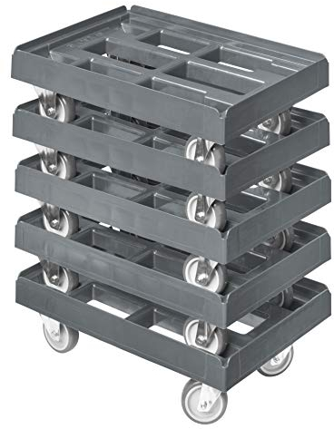 5 Stück Transportroller für Kisten 60 x 40 cm mit 2 Bock- und 2 Lenkrollen in grau