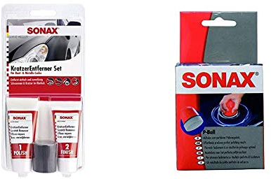 SONAX KratzerEntfernerSet Lack (50 ml) zur manuellen Beseitigung von lokalen Kratzern und Schrammen aus Klarlacken & P-Ball (1 Stück) mühelos und schnell zum perfekten Polierergebnis