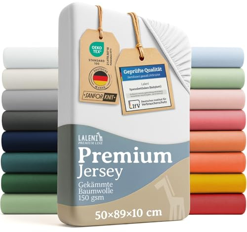 Laleni Premium Spannbettlaken, 50x89cm, für Babybett & Kinderbett, 100% Baumwolle, Oeko-TEX Zertifiziert, 2er Set, Weiß