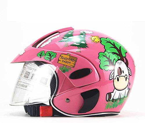 Casque de vélo pour enfants, casque de moto enfant, casque de moto pour enfants, moto demi-casques, coque de sécurité légère moto électrique pour 3-8 ans enfants,Rose