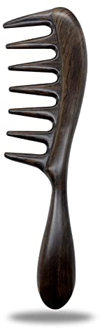 EQLEF Großer breiter Zahnkamm Holzkamm Natur Kamm Grobzinkig Holz Antistatischer und entwirrender handgefertigter großer Zahnkamm für dicke Locken und glattes, leicht zu entwirrendes Haar