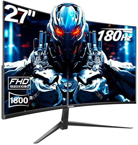Gawfolk 27 inch Curved Gaming Monitor,144Hz/180Hz PC Monitor Full HD 1080P, Frameless 1800R Computer Display with FreeSync & Eye-Care Technology, Wall Mountable, DP, HDMI Port (Black)