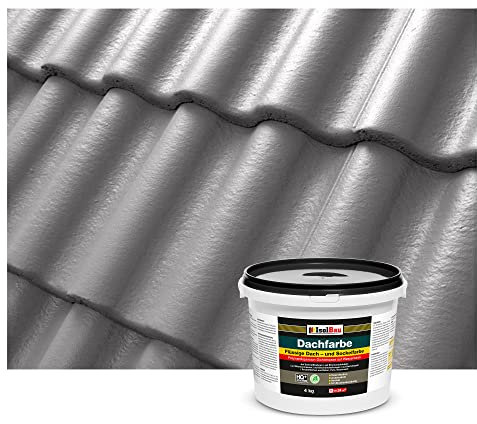 Isolbau Peinture de toiture - Peinture de façade Nano - 4 kg - Peinture à base d'eau - Sans solvant, imperméable, résistante aux UV - Gris béton