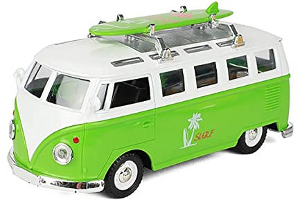 ECO Bus Beach Cruiser mit Surfbrett Licht Sound Rüchzugmotor Modell 4-Varianten Modellauto Geschenk 86 (Grün)