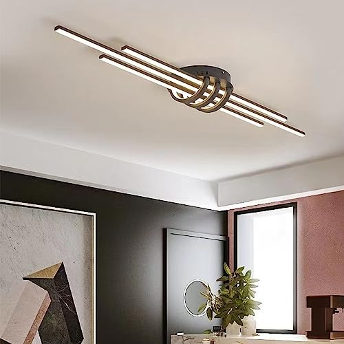 LED Deckenleuchte Dimmbar Wohnzimmer Deckenleuchte Modern LED Deckenlampe Esstisch Deckenlampe für Schlafzimmer Küchen Büro Esszimmer Decken Leuchten Esstisch Hängelampe Dekoleuchte (Schwarz, L80cm)