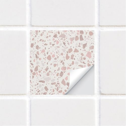 Alwayspon Kakelklistermärke, rosa Terrazzo självhäftande kakelplattor, överföringsklistermärke, 10 st x 15 cm/6 tum