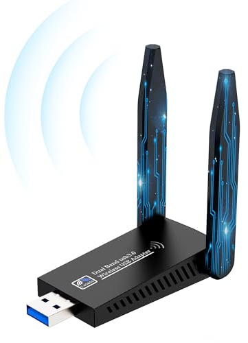 USB WLAN Stick für PC, RENGOGA 1300Mbps USB 3.0 WLAN Adapter 2.4GHz/5GHz Dual Band Internet Stick mit 5dBi Antenna für PC/Desktop/Laptop, WiFi Dongle Kompatibel mit Windows 11/10/8/7/Vista/XP, Mac OS