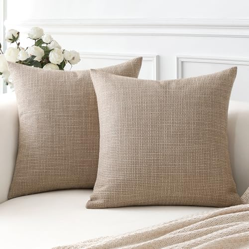 Artscope 2 Pezzi Federe per Cuscini in Finto Lino Minimalista Copricuscini Decorativo per Domestica Soggiorno Camera da Letto Divano 40x40cm, Caffè Leggero