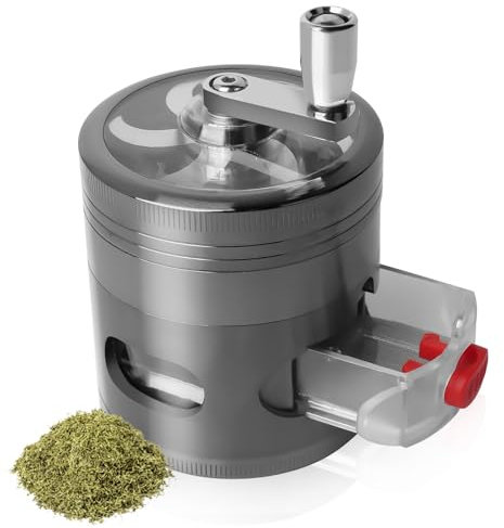 Bindokun Grinder - Macinino per Spezie a Manovella con Cassetto, Macina Spezie Erbe in Lega di Zinco per Polline, Metallo Trita, Macinare con Raschietto per Polline Coperchio Magnetico