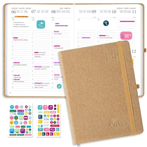 Jokisa Kalender 2025 Wochenplaner, Terminplaner 2024/2025 als Semesterplaner ca. A5 (22 x 16 cm), 17-Monate-Terminplaner für Büro Schule Organizer (Aug.2024-Dez.2025)